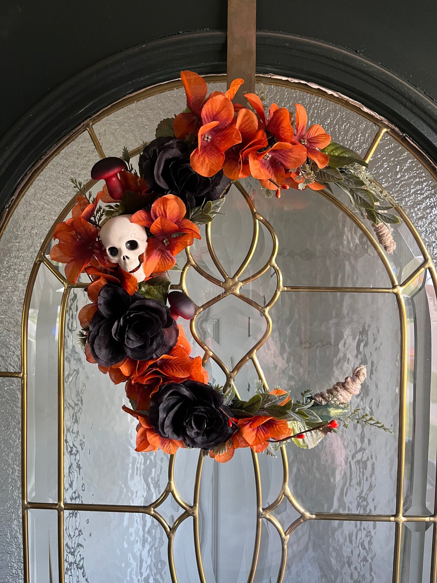 Halloween Skull Crescent Wreath